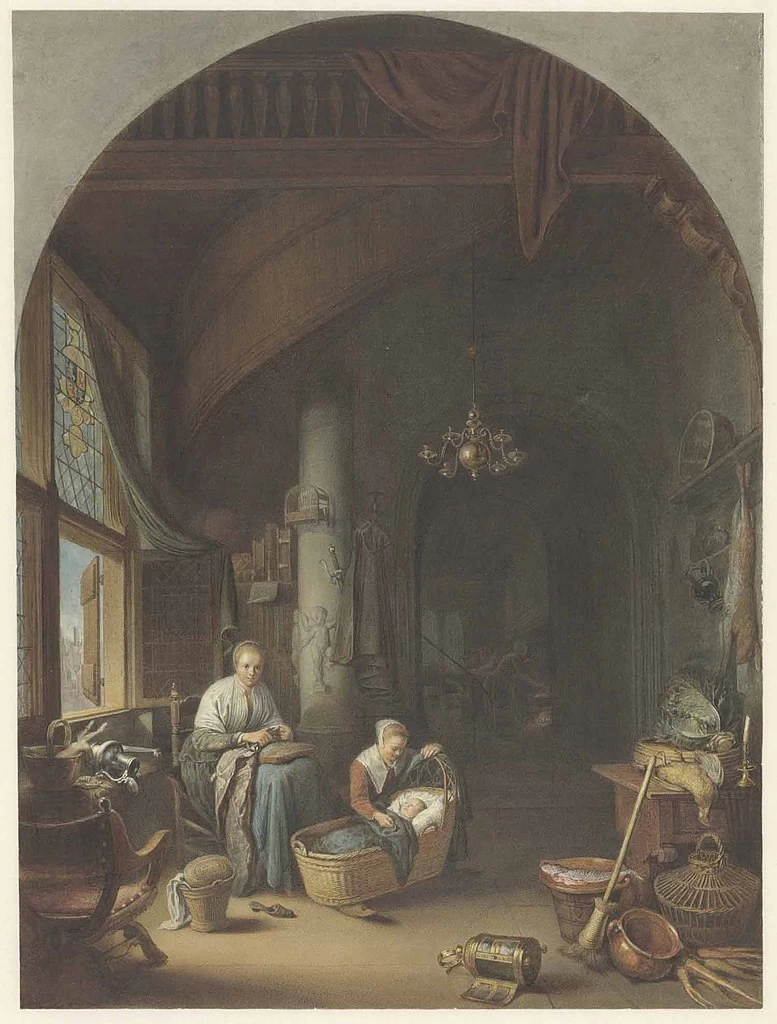 Una donna vicino ad una culla. - Amsterdam Museum